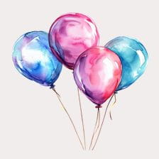 Watercolor Pink Blue Balloons Clipart