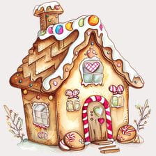 Watercolor Gingerbread House Clipart