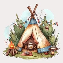 Camping Tent Watercolor Clipart