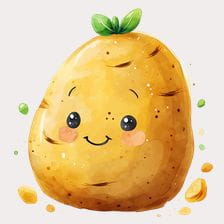 Cute Cartoon Watercolor Potato Clipart