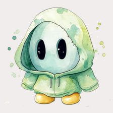 Cute Green Hoodie Character Clipart
