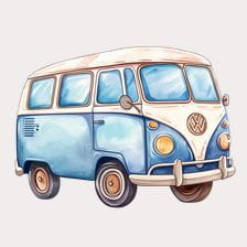 blue watercolor van clipart