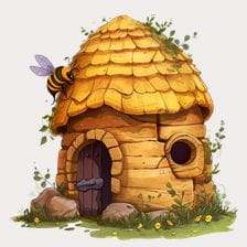 Beehive Cottage Illustration Clipart