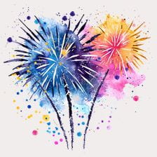 Watercolor Fireworks Clipart