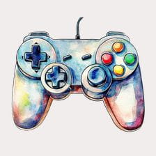 Watercolor Gaming Controller Clipart