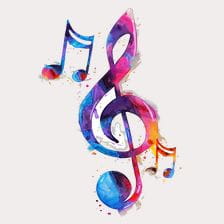 Watercolor Treble Clef Music Note Clipart