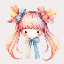 cute girl with ribbon clipart