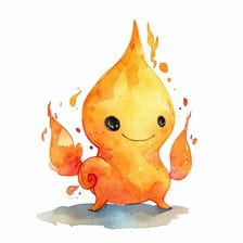 Cute Fire Flame Cartoon Character Clipart