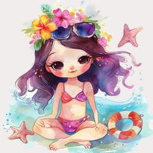 Cute Kawaii Beach Girl