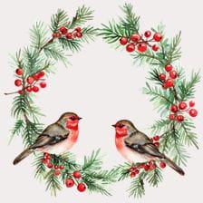 Christmas Wreath with Birds Clipart