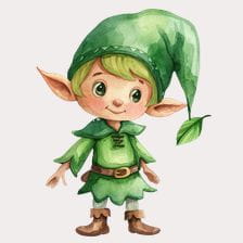 Elf watercolor illustration clipart