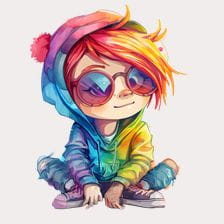 Cool Girl Rainbow Hoodie Clipart