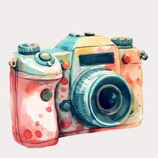 Vintage Watercolor Camera Clipart
