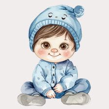 Adorable Baby Boy in Blue Outfit Clipart