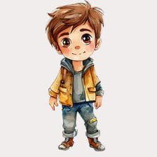 Cute Boy Watercolor Clipart