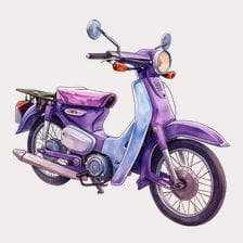 Vintage Purple Scooter Clipart