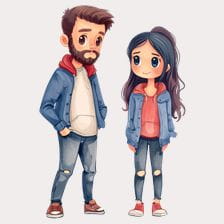 Cute Couple Cartoon Illustration
