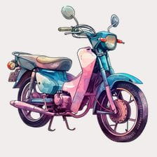 Vintage Watercolor Motorcycle Clipart