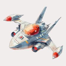 Futuristic Spaceship Watercolor Clipart