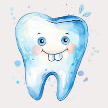 Cute Watercolor Tooth Clipart