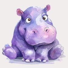 purple hippo clipart