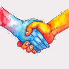 Watercolor shaking hands clipart