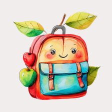 Cute Apple School Backpack Clipart