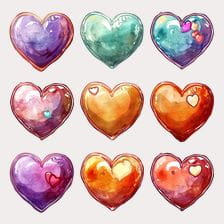Transparent watercolor hearts clipart