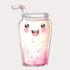Cute Kawaii Strawberry Smoothie Clipart