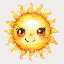 Cute Cartoon Sun With Big Eyes Clipart
