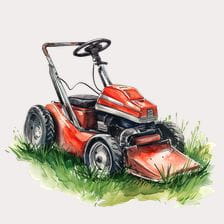 red lawn mower clipart