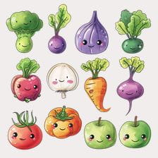 Cute Vegetables Clipart Set