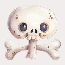 Cute Cartoon Skull Bones Clipart