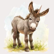 Cute Watercolor Donkey Clipart