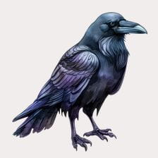 black raven watercolor clipart