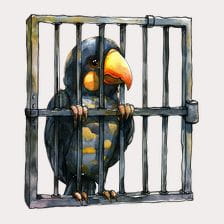 Sad Bird In Cage Clipart