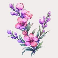 Pink and purple watercolor flower clipart