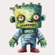Cute Zombie Watercolor Clipart