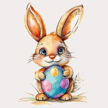 happy bunny holding an easter egg clipart