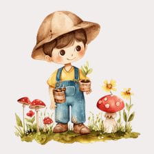 Cute Little Gardener Illustration Clipart