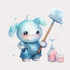 Cute Cleaning Bunny Clipart