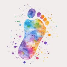 Colorful Watercolor Footprint Clipart