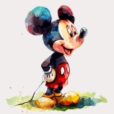 Watercolor Mickey Mouse Cartoon Illustration Clipart