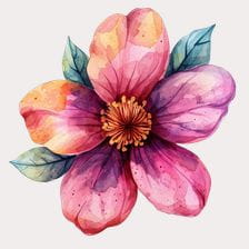 Pink watercolor flower clipart