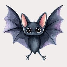 Cute Watercolor Bat Clipart