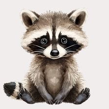 smart raccoon clipart