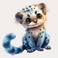 Cute Blue Furry Leopard Clipart