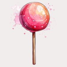 Watercolor Red Lollipop Clipart