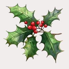 Watercolor Christmas Holly Sprig Clipart