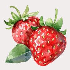 Watercolor Red Strawberry Clipart